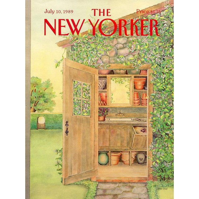 Original vintage New Yorker magazine cover dated July 10, 1989 featuring a Gardening theme. Cover illustration by Jenni...