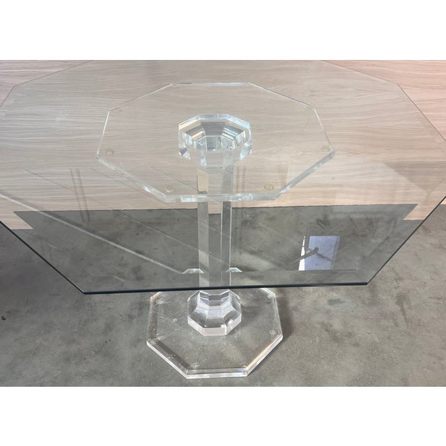 Transparent Lucite & Glass Otogonal Table in Style of Charles Hollis Jones, 1970s For Sale - Image 8 of 9