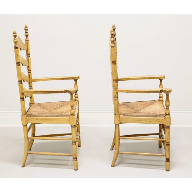 Cape Ann Chairs Maple Ladder Back Dining Armchairs With Rush Seats - Pair For Sale - Image 4 of 12