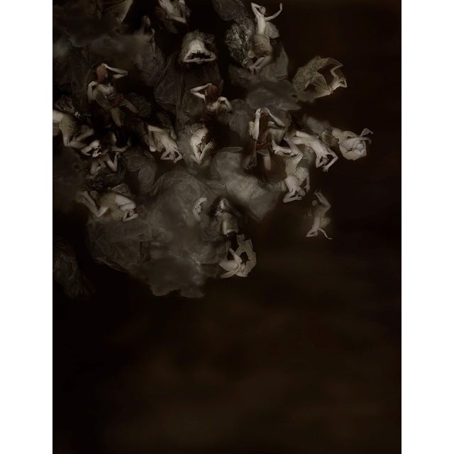 The Fall by Mariska Karto | Photograph on aluminum depicting a dark, abstract scene with figures. For Sale