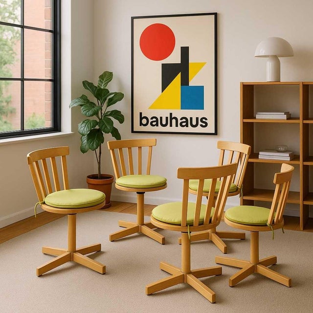 Set of 5 Scandinavian Swivel Chairs by Edsbyverken, 1960s For Sale - Image 4 of 18