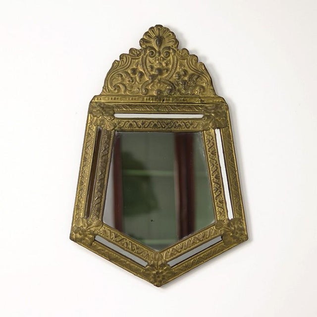 Hall Mirror with Brass Frame, 1920s For Sale - Image 4 of 7