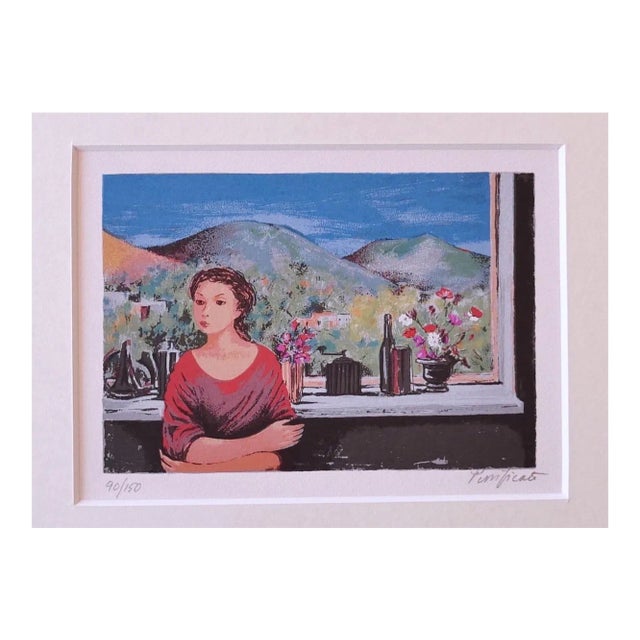 Purified Domenico, Woman and Panorama, Screenprint, 1975 For Sale
