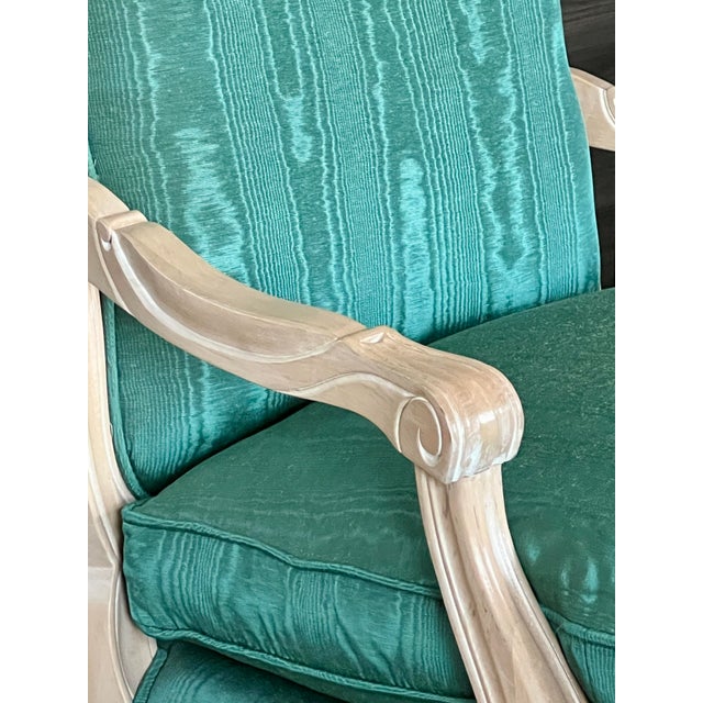 French Style Bergere Armchairs With Teal Blue Upholstery by Sam Moore, a Pair For Sale - Image 13 of 14