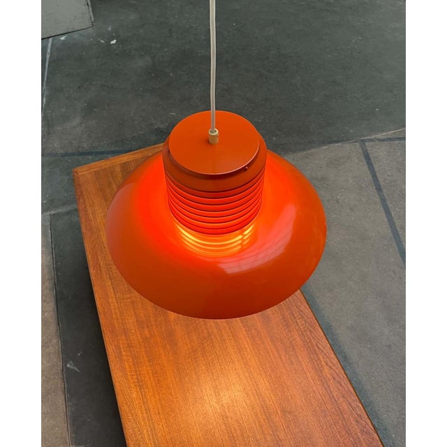 Metal Mid-Century Modern German Space Age Orange Pendant Lamp, 1960s For Sale - Image 7 of 18