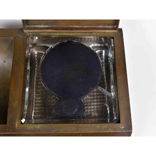 Antique 1916 Silver Crest Sterling Decorated Bronze Inkwell For Sale - Image 4 of 12