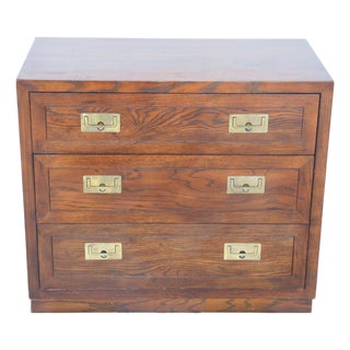 1970s Henredon Small Three Drawer Campaign Style Dresser For Sale