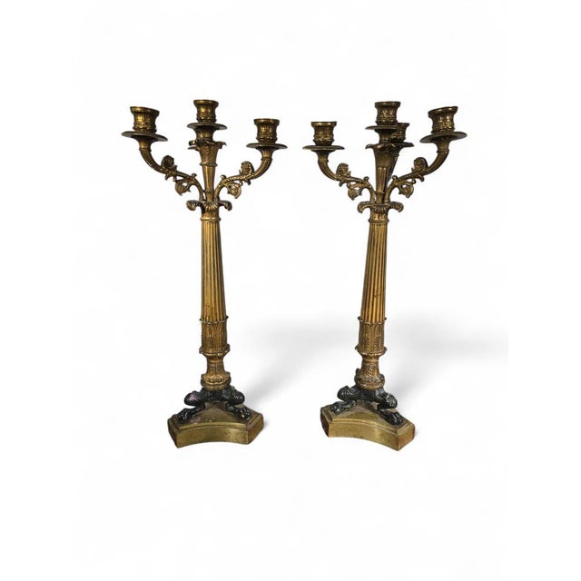 Pair of 19th Century French Finely Chased Gilt Bronze Candelabra