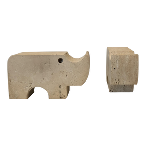 Rhino Travertine Bookends