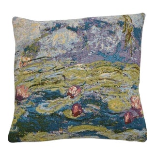 Monet Waterlilies I Tapestry Cushion With Feather Filler - 46x46cm (18"x18") For Sale