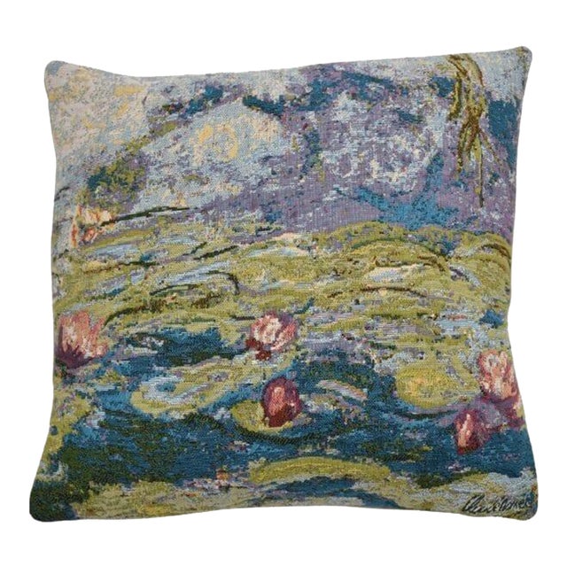 Monet Waterlilies I Tapestry Cushion With Feather Filler - 46x46cm (18"x18") For Sale