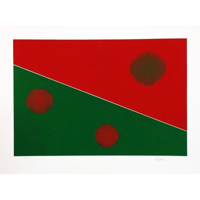 Contemporary Gisela Beker "Red and Green" - 1979 - Hand Signed and Numbered Serigraph For Sale - Image 3 of 3