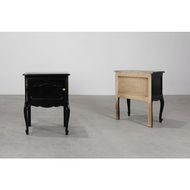 Wood Vintage French Nightstands in Carved Wood, 1950s, Set of 2 For Sale - Image 7 of 13