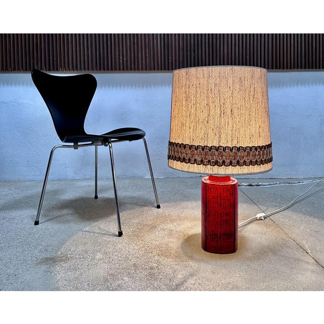 Textile Large Glazed Ceramic Table Lamp, 1960s For Sale - Image 7 of 18