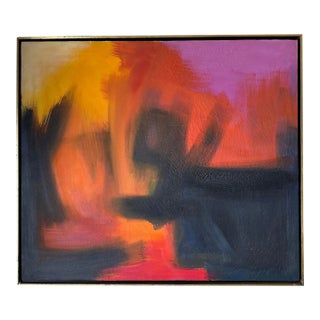 Mid-Century Abstract Oil on Canvas For Sale