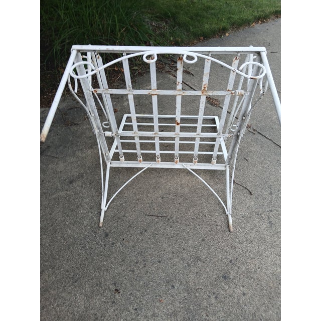 Metal Vintage Wrought Iron Side Lounge Patio Chair For Sale - Image 7 of 7