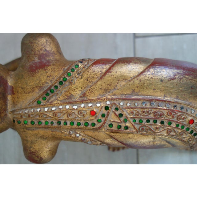 Burmese Artist, Statues of Buddhist Monks in Prayer, 19th Century, Wood, Set of 2 For Sale - Image 17 of 18