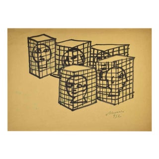 Mino Maccari, Figure, Drawing by Mino Maccari, 1952 For Sale