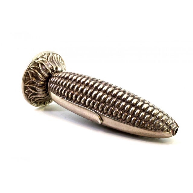 Corncob-Shaped Silver Toothpick Holder with Reliefs For Sale - Image 5 of 7