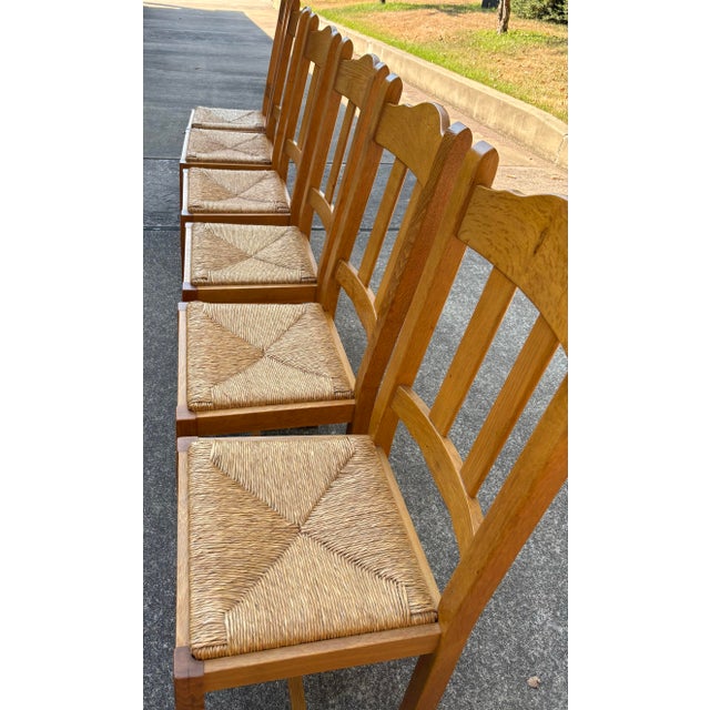 Vintage French Country Rush Seat Dining Chairs - Set of 6 For Sale - Image 9 of 10