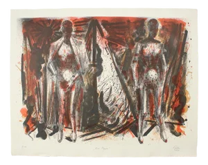 Hubertus Giebe, Zwei Puppen, 2001, Large Lithograph