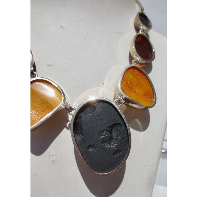 1960s Scandinavian Modern Amber and Silver Necklace For Sale - Image 5 of 8