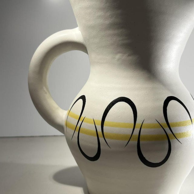 Ceramic Ceramic Pitcher and Cups by André Baud for Vallauris, 1960s, Set of 7 For Sale - Image 7 of 15