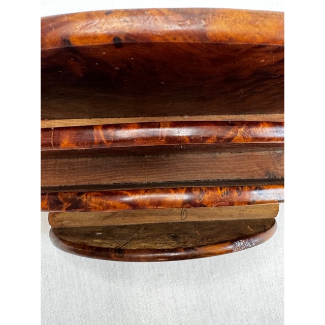 Wood Vintage Art Deco Burl Wood Arched Letter Holder Desk Accessory For Sale - Image 7 of 12