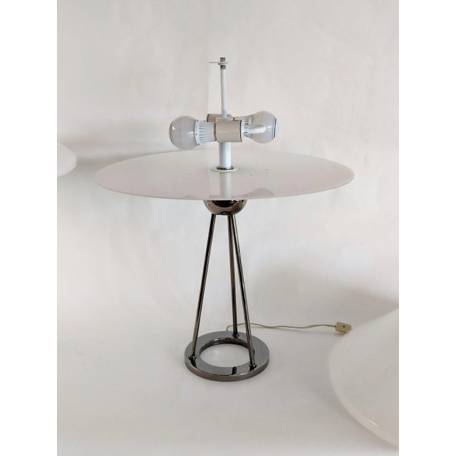 1970s Vintage Van Nessen Chrome and Lucite Table Lamps - A Pair For Sale - Image 11 of 13