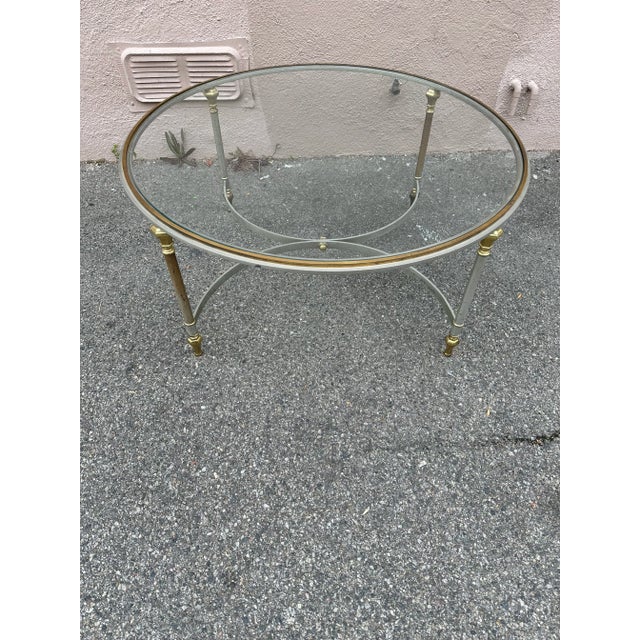 1970s 1970s Italian Mid Century Modern Round Brass and Metal Table For Sale - Image 5 of 6