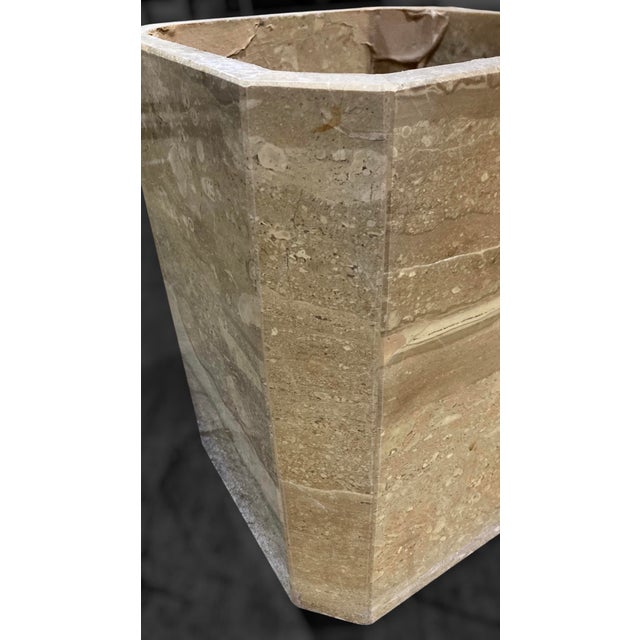Pair of 1970s Italian Travertine Scalloped Edge Pedestal End Tables For Sale - Image 16 of 18