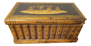 Antique Sorrento Ware Walnut and Marquetry Library Puzzle Box