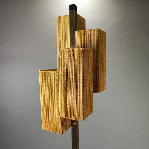 Floor Lamp in Brass and Rope For Sale - Image 4 of 9