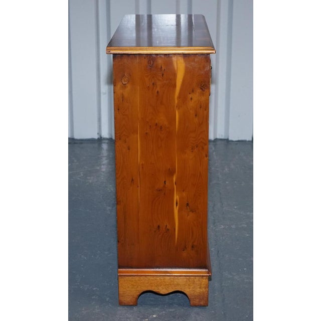 Small Vintage Burr Yew Wood Open Library Bookcase with Drawers and Shelf For Sale - Image 14 of 16