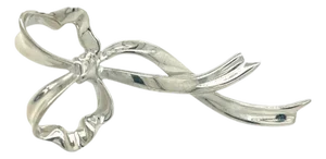 1990s Tiffany & Co Ribbon Brooch Pin Sterling Silver Estate