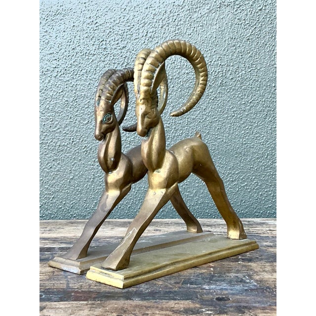 Vintage Brass Ram Bookends - Set of 2 For Sale - Image 9 of 12