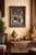 A captivating example of 19th-century Persian folk art, this reverse glass painting (Goll-o-Bolbol or similar traditional...