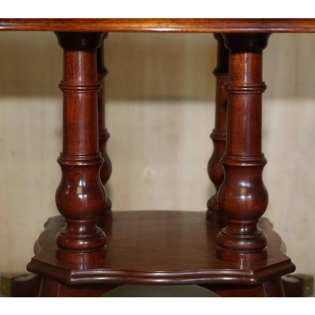 English Flamed Hardwood Side Table with Brass Castors For Sale - Image 6 of 13