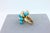 Blue Turquoise Diamonds Golden Spheres Balls Christmas Bells Motif 18k Gold Ring, Size 7 For Sale - Image 11 of 18