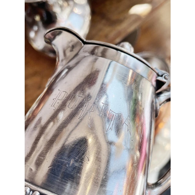 Victorian Early 1900s Antique Silver Creamer From Fall River Line Steamship Puritan For Sale - Image 3 of 7