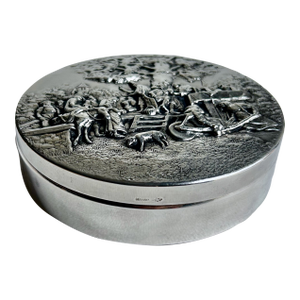 Mid 20th Century Hans Jensen Denmark Velvet Lined Repousse .800 Silver Box
