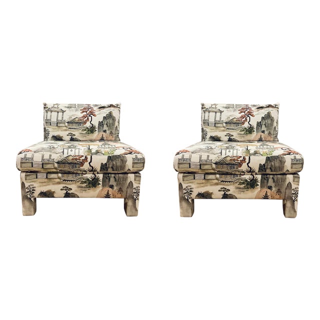 Hooker Asian Modern Custom Margot Slipper Chairs Pair For Sale