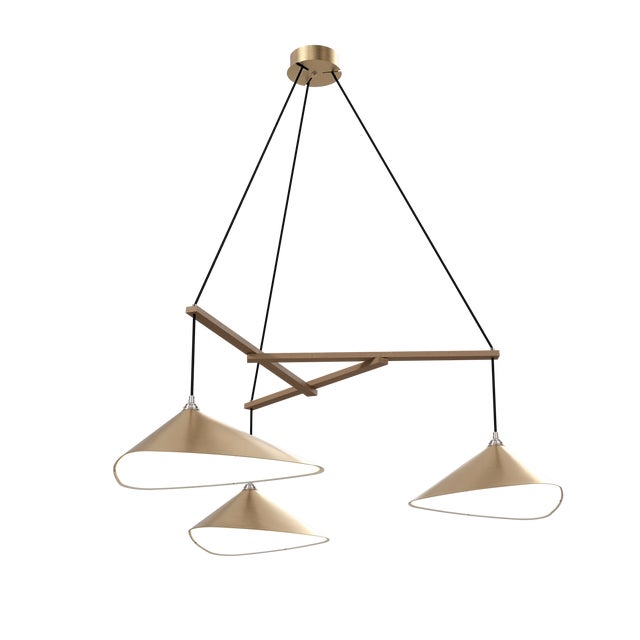 Emily Group of Three Chandelier Light in Gold Metallic Tone by Daniel Becker for Moss Objects For Sale - Image 6 of 6