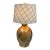 Amber Glass Table Lamp With Patterned Lamp Shade For Sale