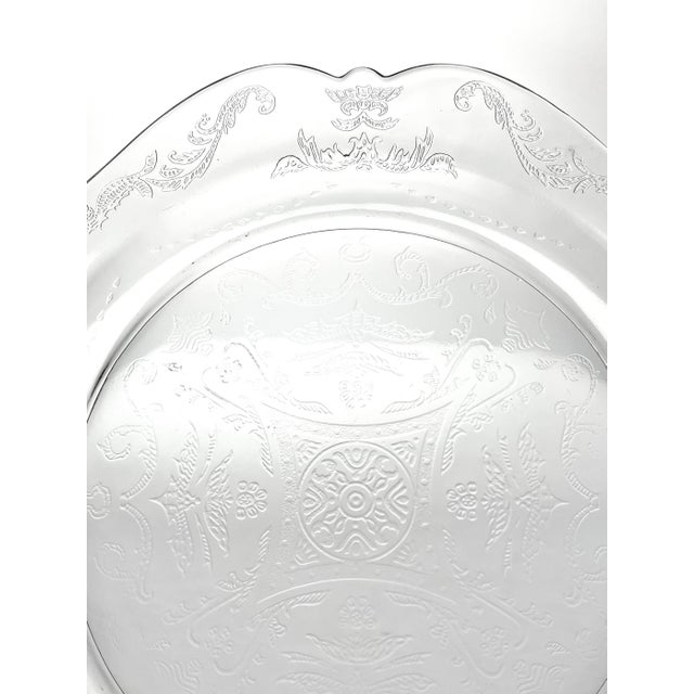 Federal Glass 1930s Federal Glass “Madrid, Clear” 7 Etched Glass Dinner Plates For Sale - Image 4 of 5