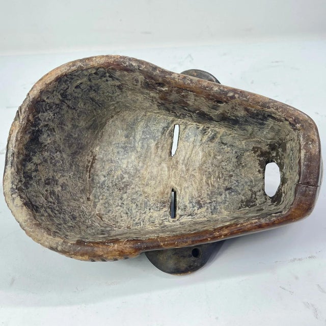 Early 20th Century Tabwa Wood Mask with Awl Holes For Sale - Image 4 of 6