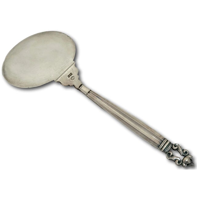 Arts & Crafts Large Size Vintage Georg Jensen Denmark Acorn Pattern Sterling Silver Tomato Server - Mid 20th Century For Sale - Image 3 of 12