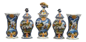 Dutch Delft Assembled Garniture Set, 18th Century