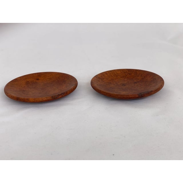 Contemporary Small Plates Custom Made From Cherry Wood and Book Matched - Set of 2 For Sale - Image 4 of 5