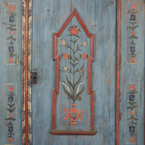 Rustic Farmhouse Folk Art Painted Bridal Cabinet, 1811 For Sale - Image 10 of 13